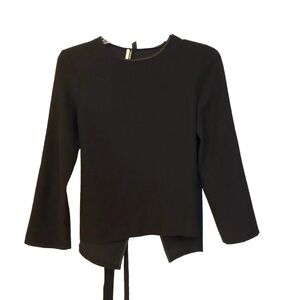 Top Shop Women Black Wrap Top Size 8 Long Sleeve Blouse